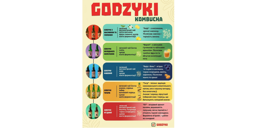 Смаки комбучі Godzyki